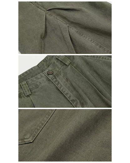 Vintage Washed Army Green Parachute Cargo Pants