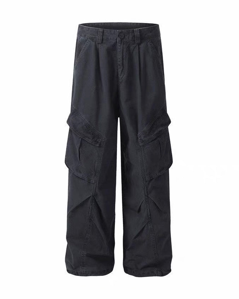 Vintage Washed Army Green Parachute Cargo Pants
