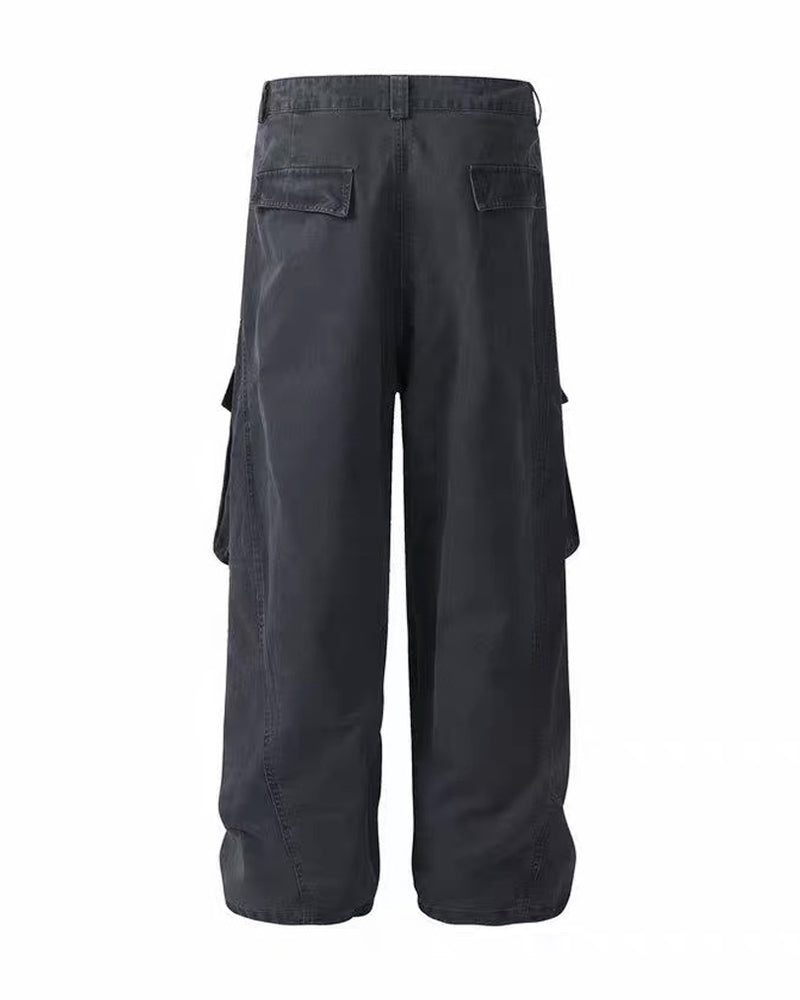 Vintage Washed Army Green Parachute Cargo Pants