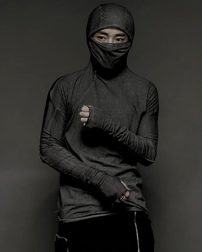Washed Wasteland Slim Fit Hooded Long Sleeve T-Shirt