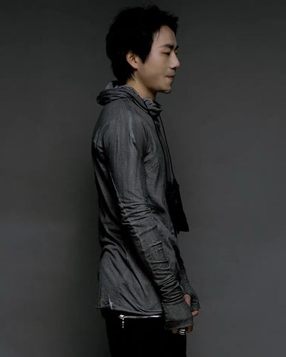 Washed Wasteland Slim Fit Hooded Long Sleeve T-Shirt