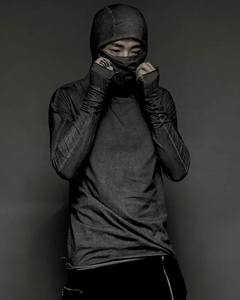 Washed Wasteland Slim Fit Hooded Long Sleeve T-Shirt