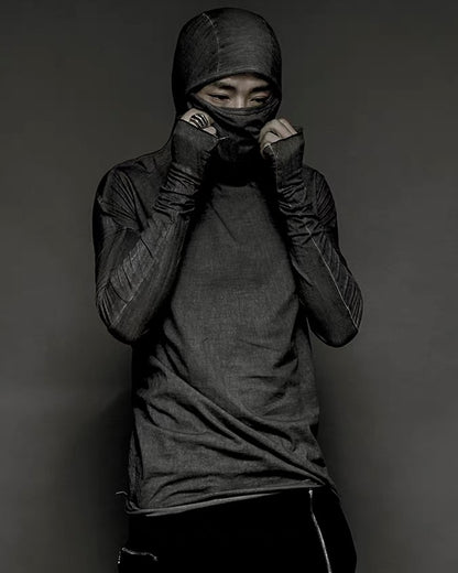 Washed Wasteland Slim Fit Hooded Long Sleeve T-Shirt