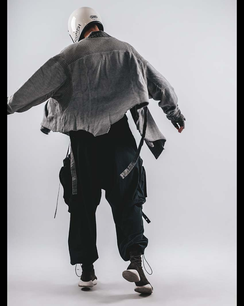 Wasteland Color-Block Loose Cotton Kimono Jacket