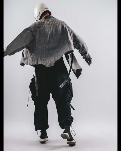 Wasteland Color-Block Loose Cotton Kimono Jacket