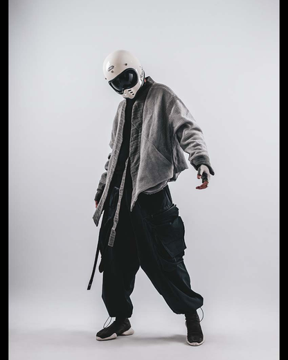 Wasteland Color-Block Loose Cotton Kimono Jacket