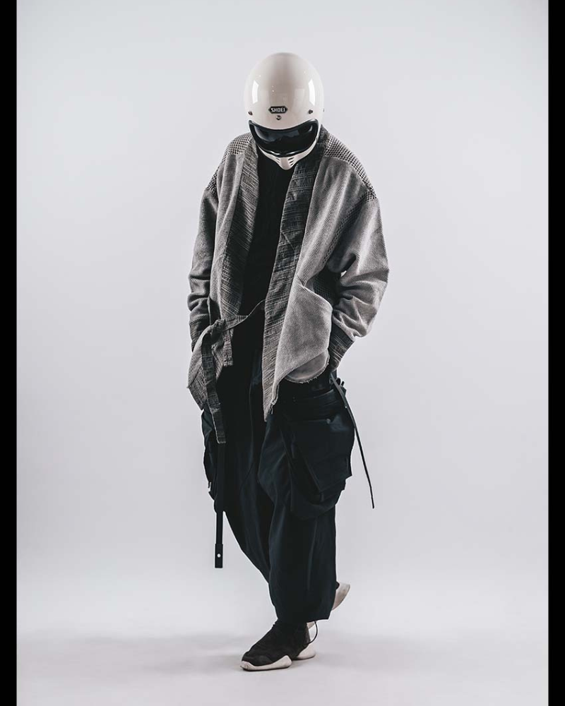 Wasteland Color-Block Loose Cotton Kimono Jacket