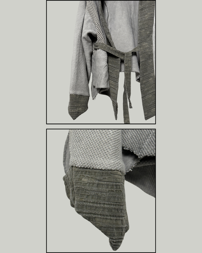 Wasteland Color-Block Loose Cotton Kimono Jacket