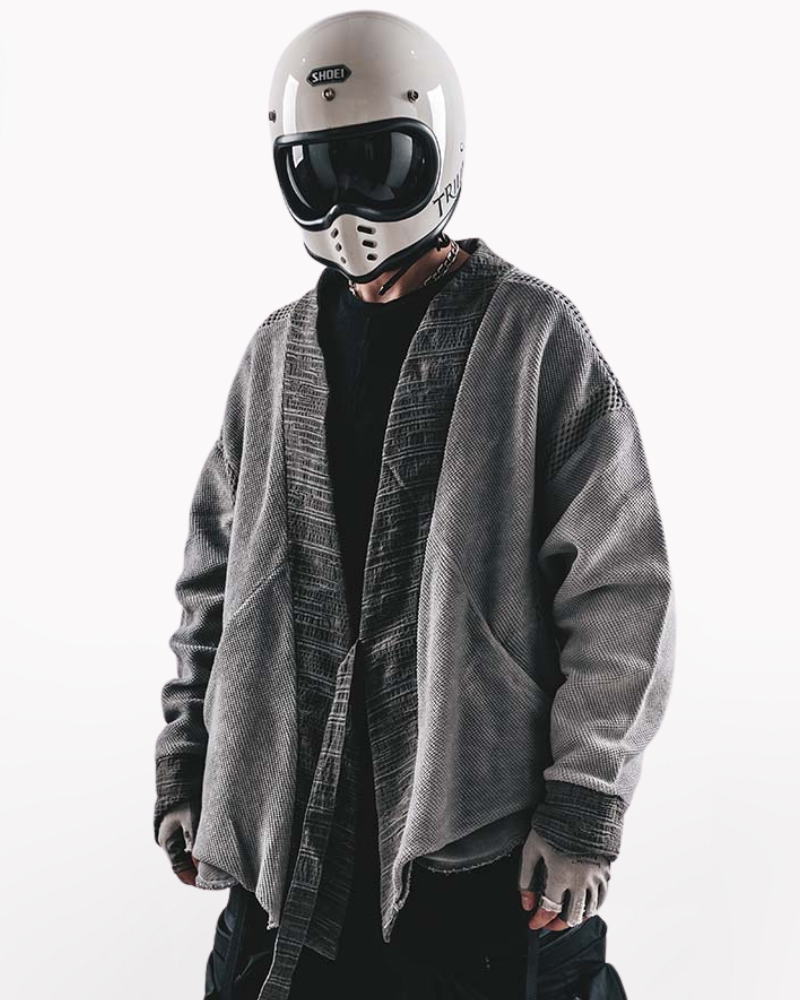 Wasteland Color-Block Loose Cotton Kimono Jacket