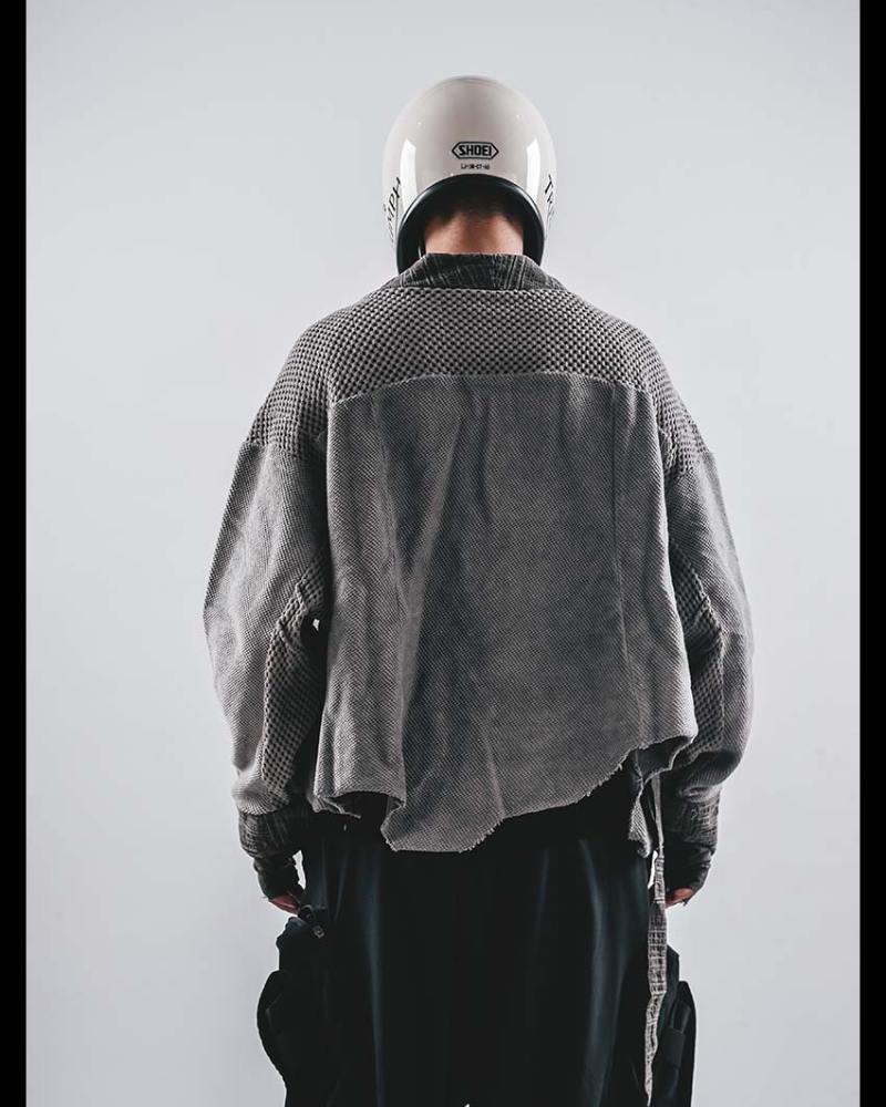 Wasteland Color-Block Loose Cotton Kimono Jacket