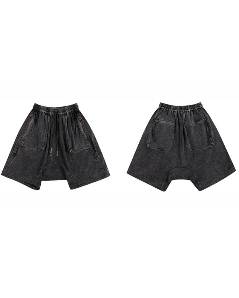 Wasteland Distressed Low-Crotch Cargo Shorts