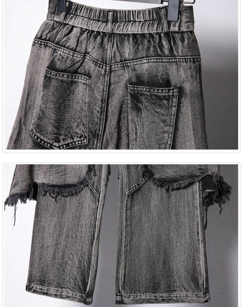 Wasteland Dual-Layer Frayed Hem Ripped Jeans