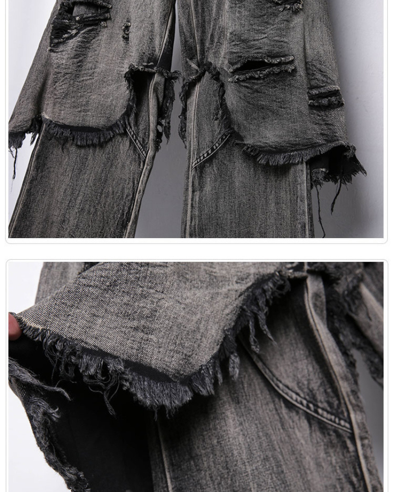 Wasteland Dual-Layer Frayed Hem Ripped Jeans