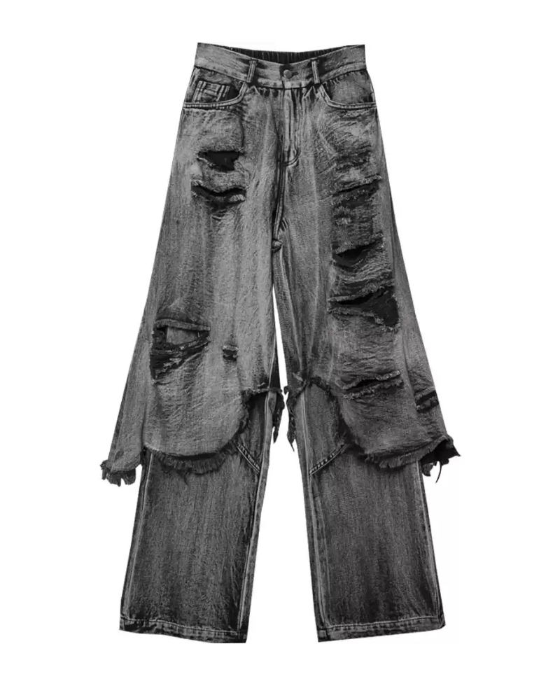 Wasteland Dual-Layer Frayed Hem Ripped Jeans