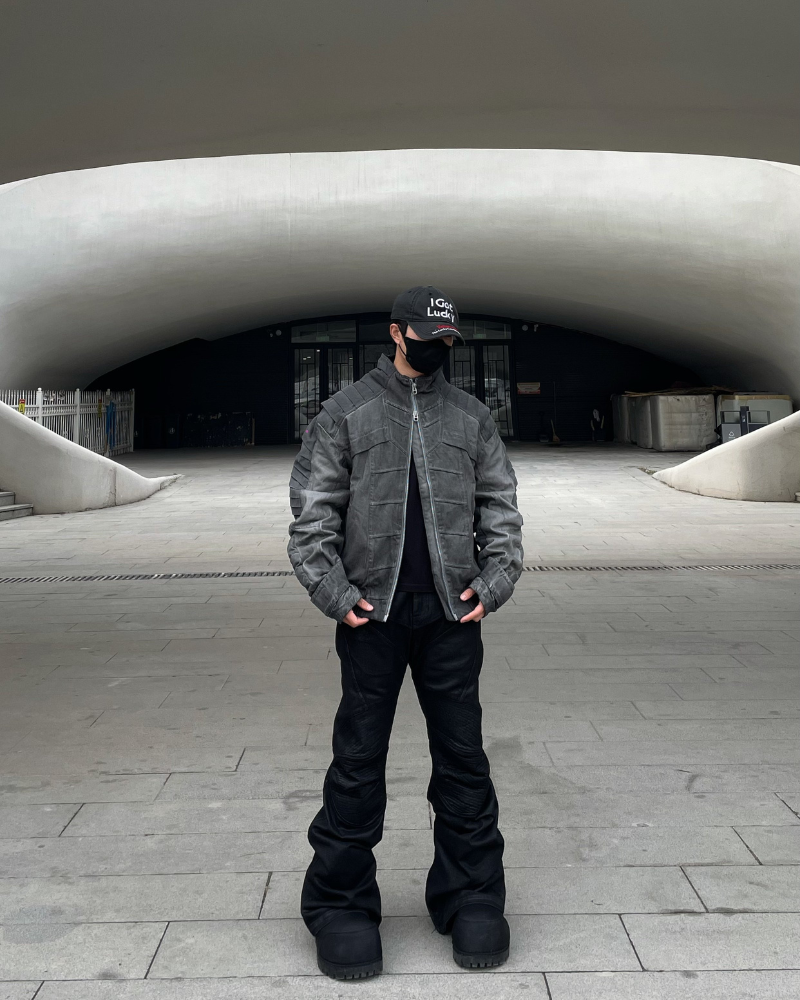 Wasteland Stand-Collar 3D “Dragon Spine” Motorcycle Jacket