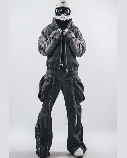 Wasteland Stand-Collar 3D “Dragon Spine” Motorcycle Jacket