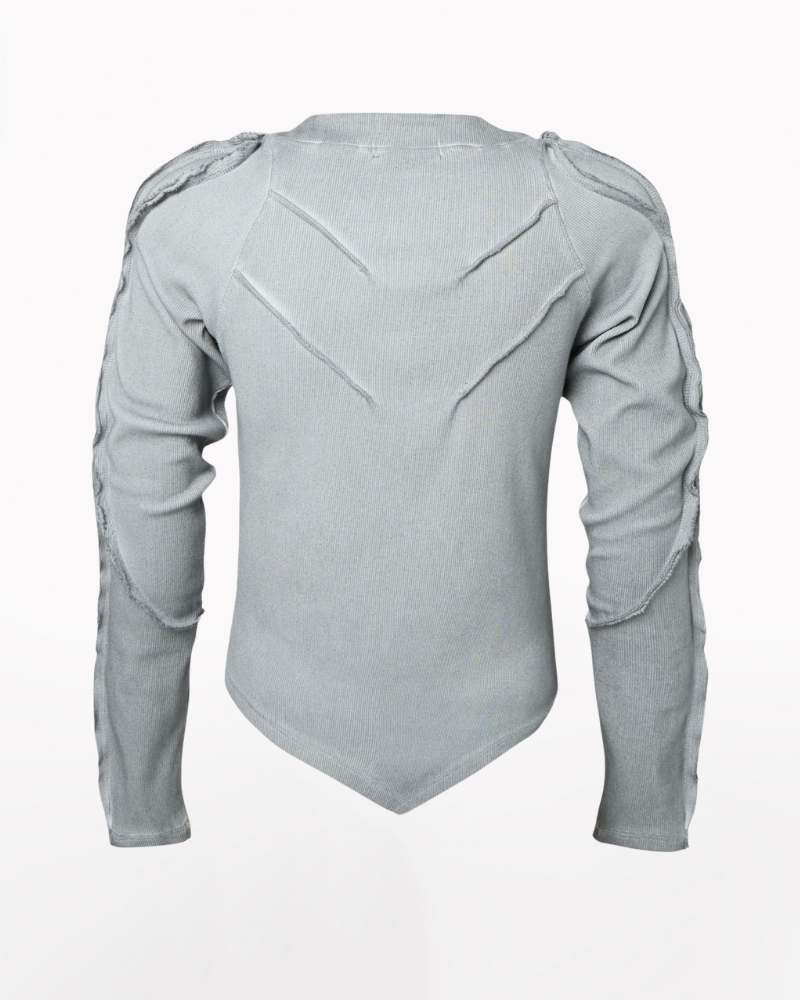 Wasteland Streetwear Wash Ribbed Long‐Sleeve Sweatshirt