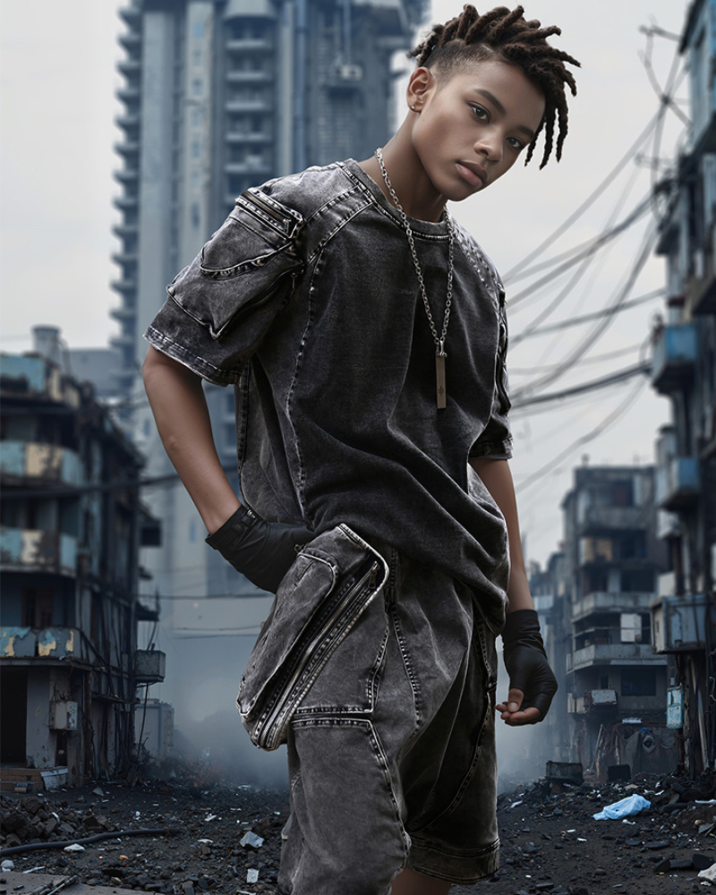 Wasteland Style 3D Cargo Pockets Tech T-Shirt