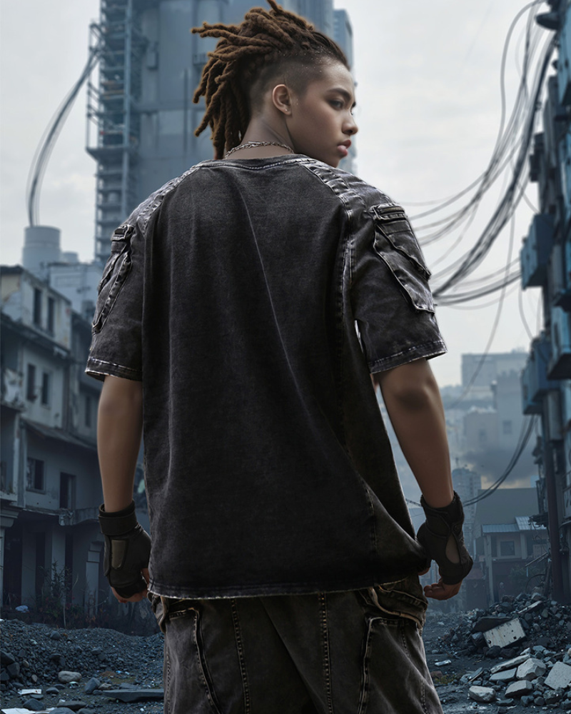 Wasteland Style 3D Cargo Pockets Tech T-Shirt