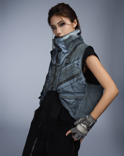 Wasteland Style Asymmetrical 3D Bag Detachable Vest