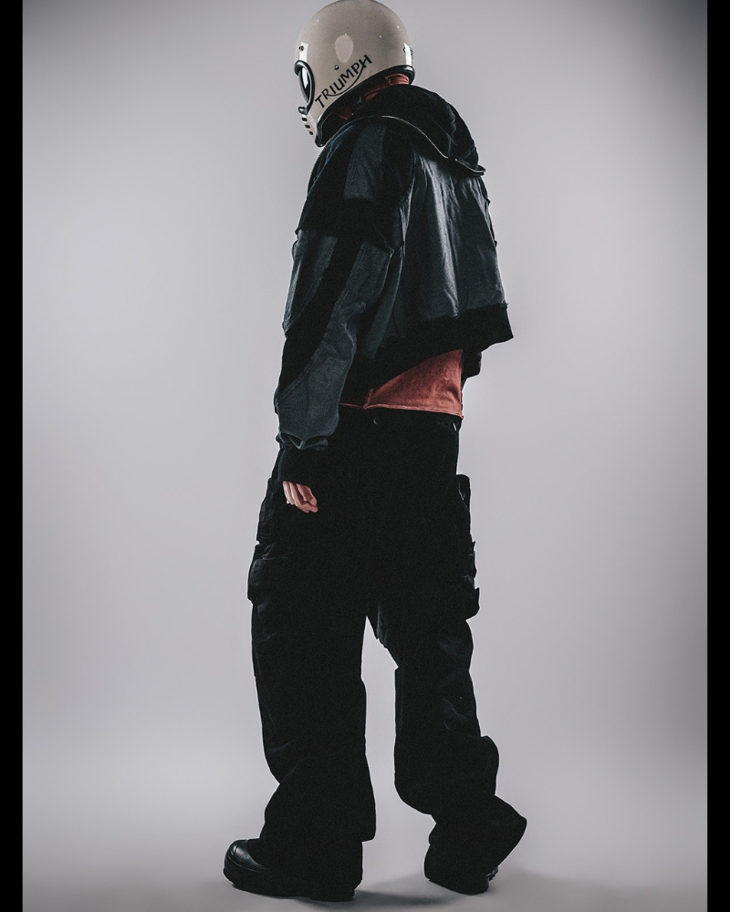 Wasteland-Style Distressed Layered Patchwork Zip-Up Hoodie