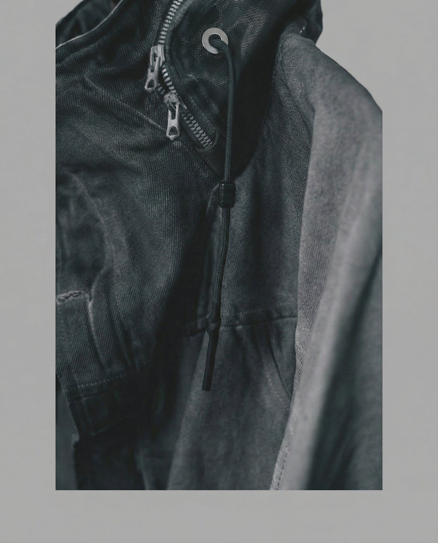 Wasteland-Style Distressed Mecha Flight Hood Jacket