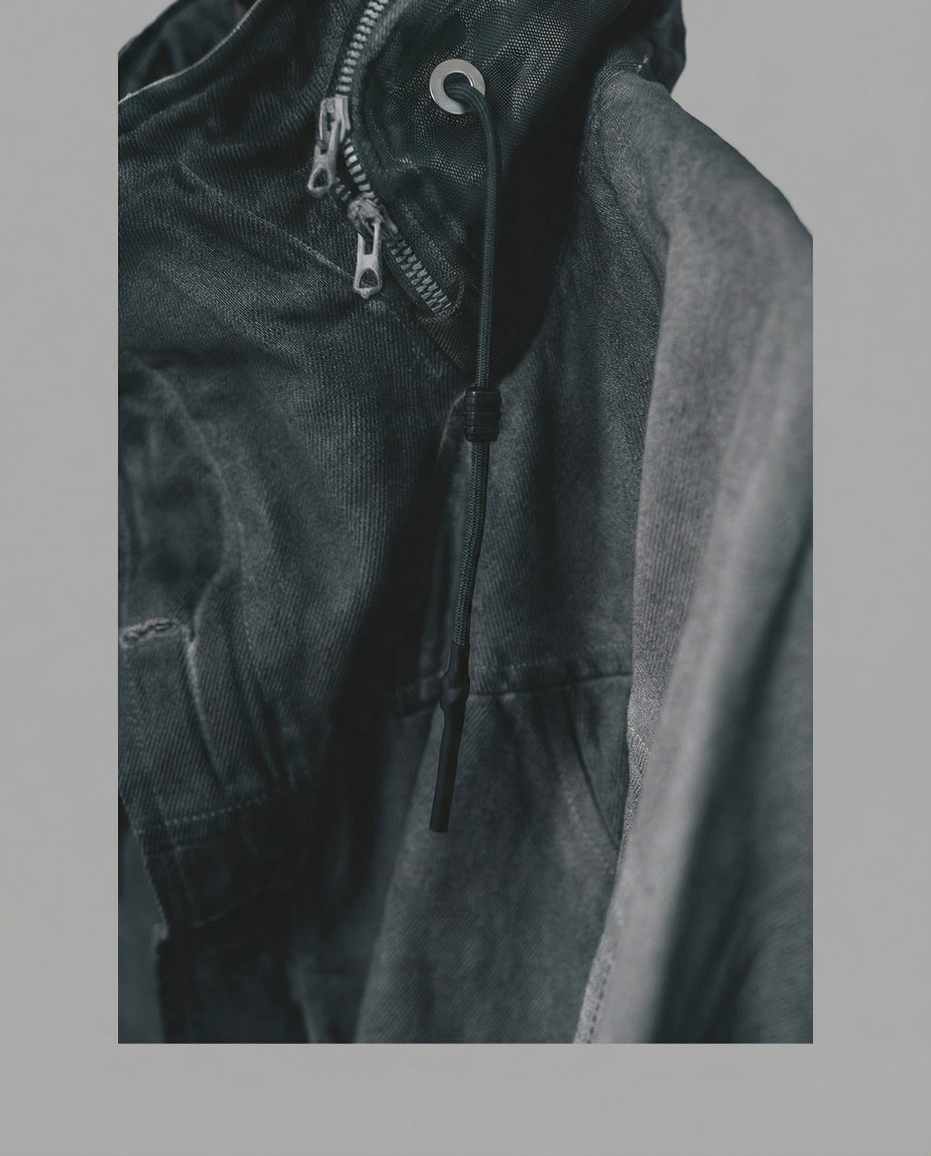 Wasteland-Style Distressed Mecha Flight Hood Jacket