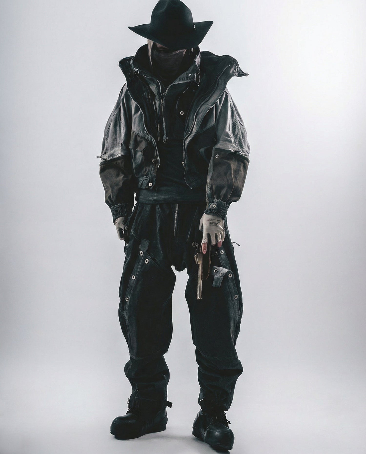 Wasteland-Style Distressed Mecha Flight Hood Jacket