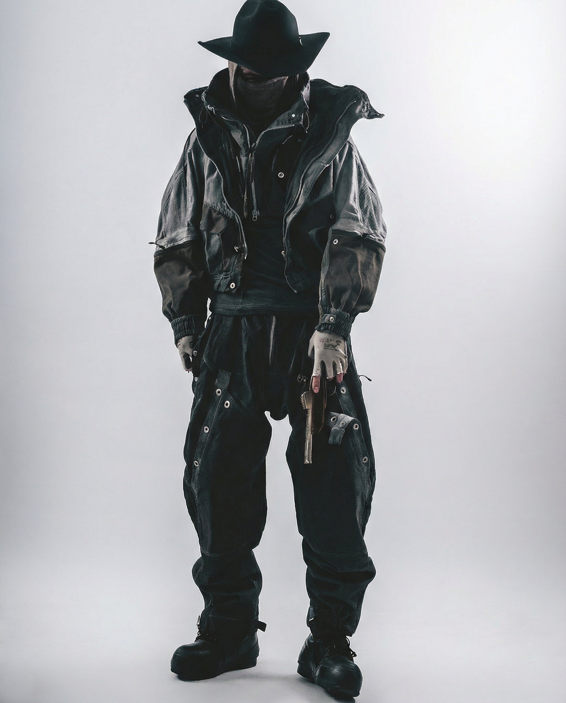 Wasteland-Style Distressed Mecha Flight Hood Jacket