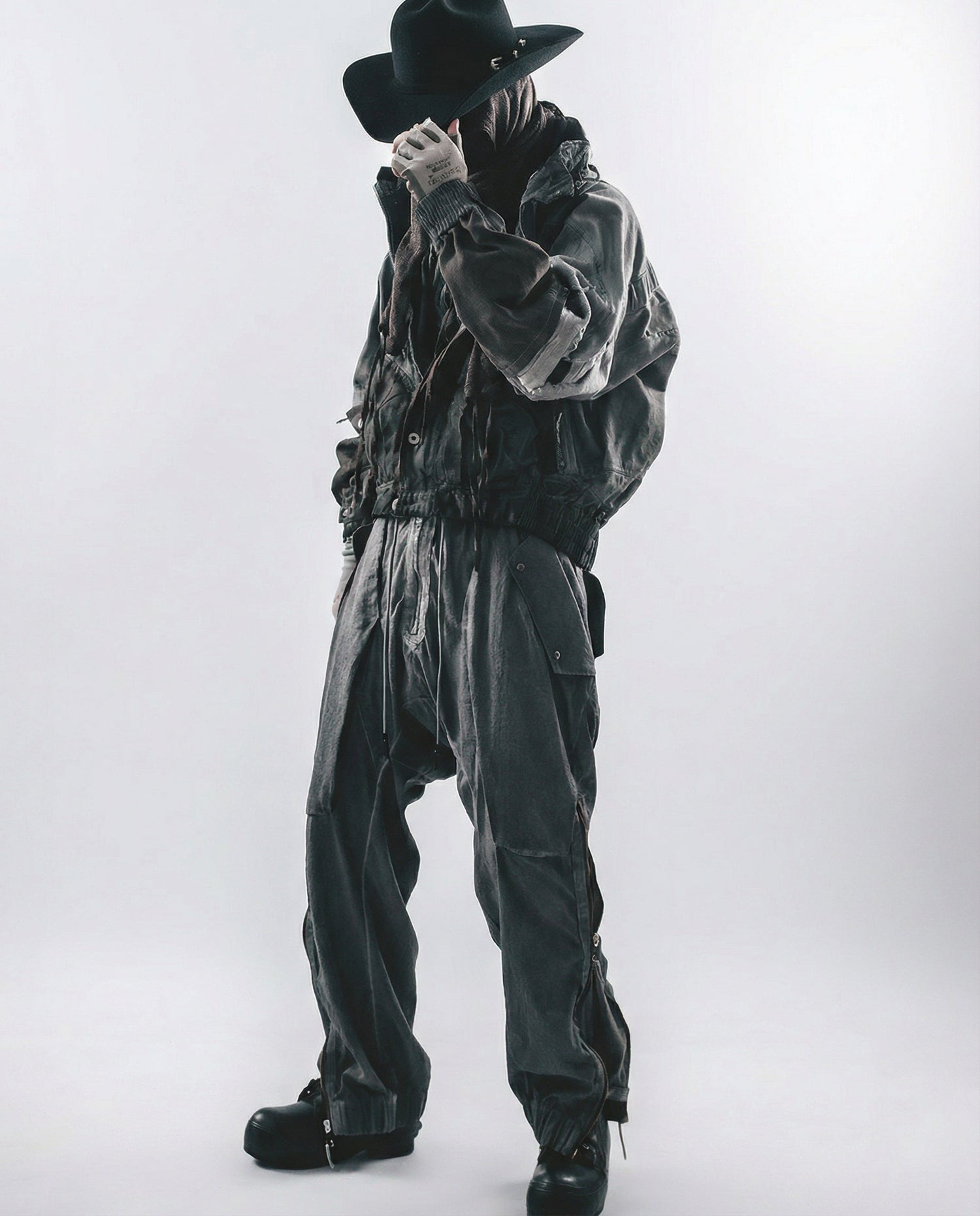 Wasteland-Style Distressed Mecha Flight Hood Jacket