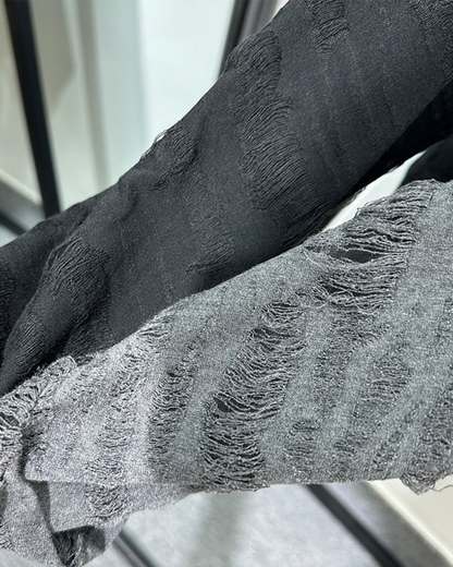 Wasteland Style Distressed Ripped High Collar Sweatshirt