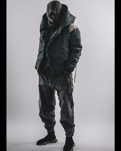 Wasteland-Style Functional Short Wizard Hood Down Jacket
