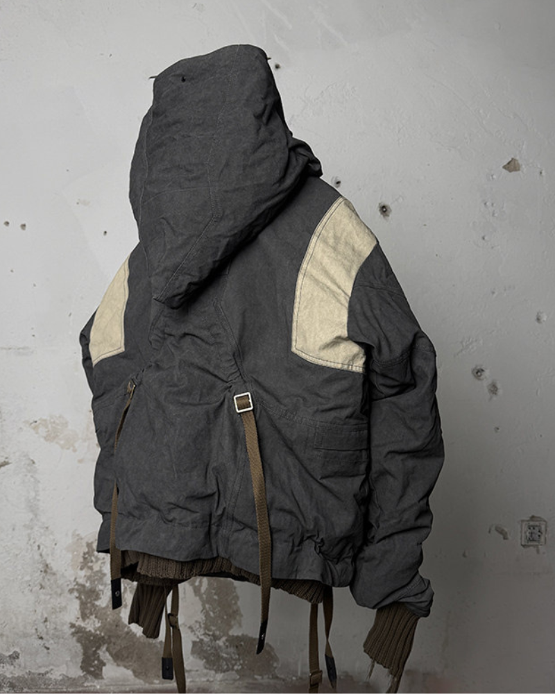 Wasteland-Style Functional Short Wizard Hood Down Jacket