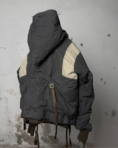 Wasteland-Style Functional Short Wizard Hood Down Jacket
