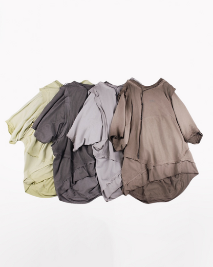 Wasteland Style Patchwork Convertible Concealed Sleeves T-Shirt | Tank Top