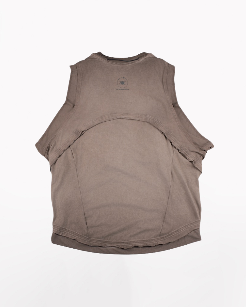 Wasteland Style Patchwork Convertible Concealed Sleeves T-Shirt | Tank Top