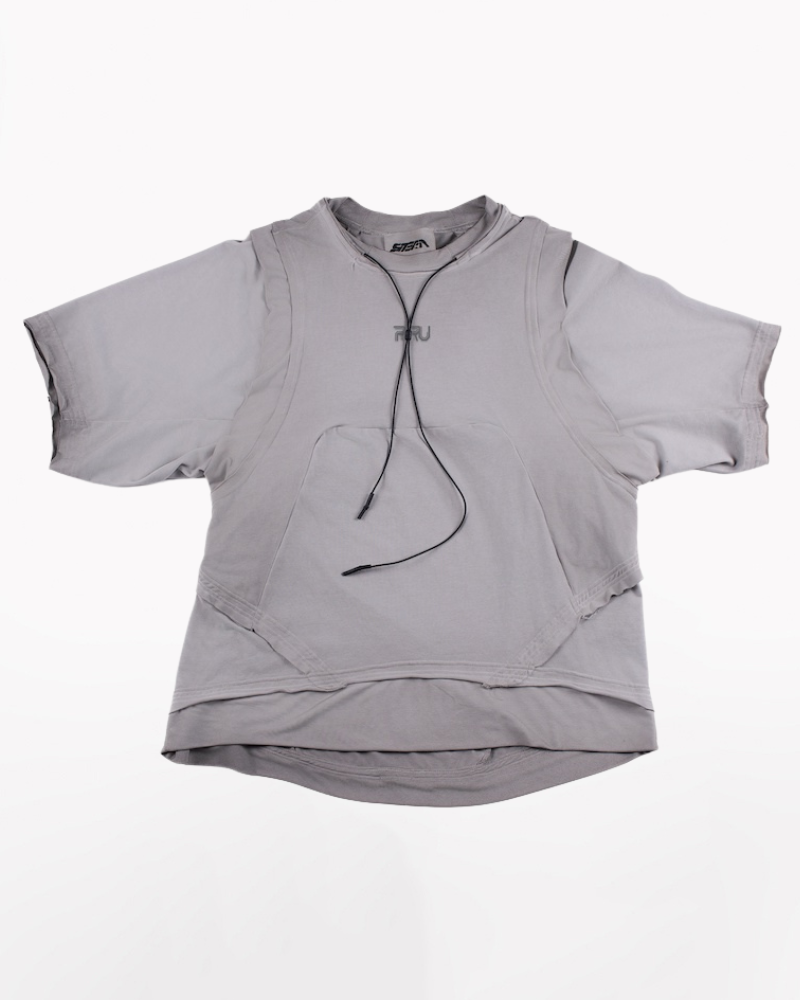 Wasteland Style Patchwork Convertible Concealed Sleeves T-Shirt | Tank Top