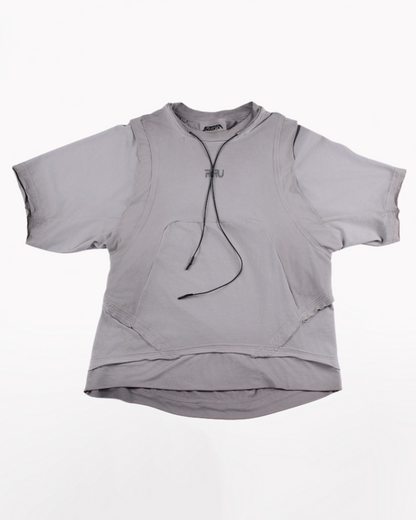 Wasteland Style Patchwork Convertible Concealed Sleeves T-Shirt | Tank Top