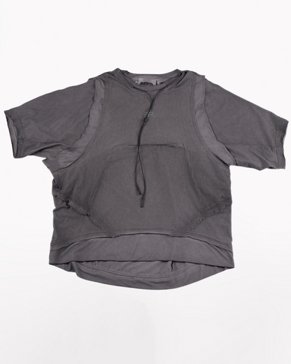 Wasteland Style Patchwork Convertible Concealed Sleeves T-Shirt | Tank Top