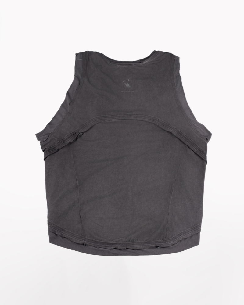 Wasteland Style Patchwork Convertible Concealed Sleeves T-Shirt | Tank Top