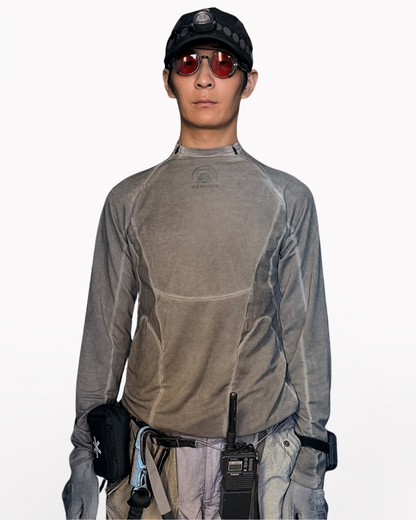 Wasteland Style Stitching washed Long-Sleeved T-Shirt