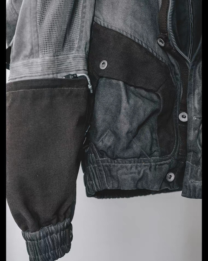 Wasteland-Style Distressed Mecha Flight Hood Jacket