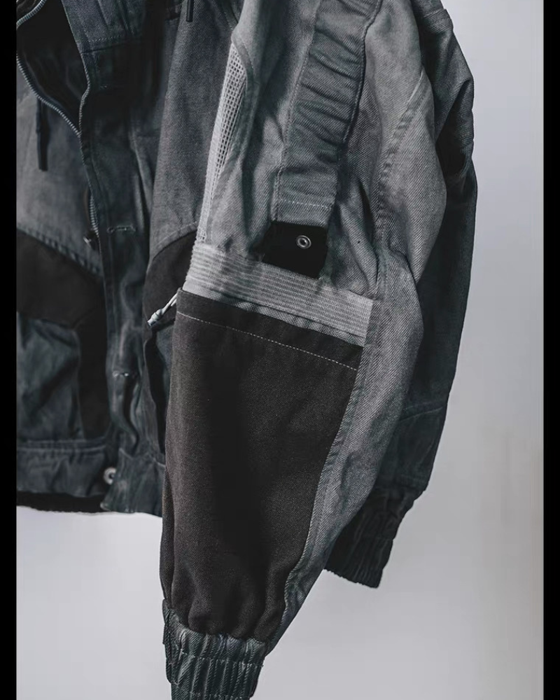 Wasteland-Style Distressed Mecha Flight Hood Jacket