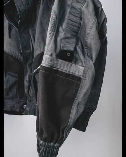 Wasteland-Style Distressed Mecha Flight Hood Jacket