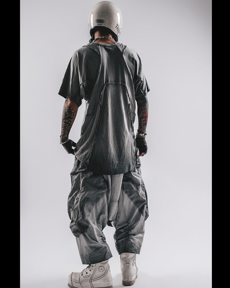 Wasteland Wear 3D Cut Distressed Raw Edge Raglan T-Shirt