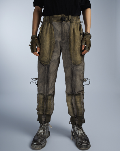 Wasteland Wear Dirty Dyed Cargo Zipper Pants