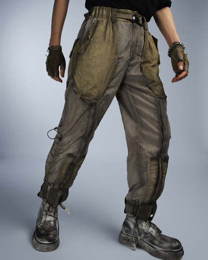 Wasteland Wear Dirty Dyed Cargo Zipper Pants