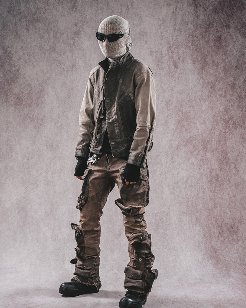 Wasteland Wear Distressed Flared Stretch Cargo Pants