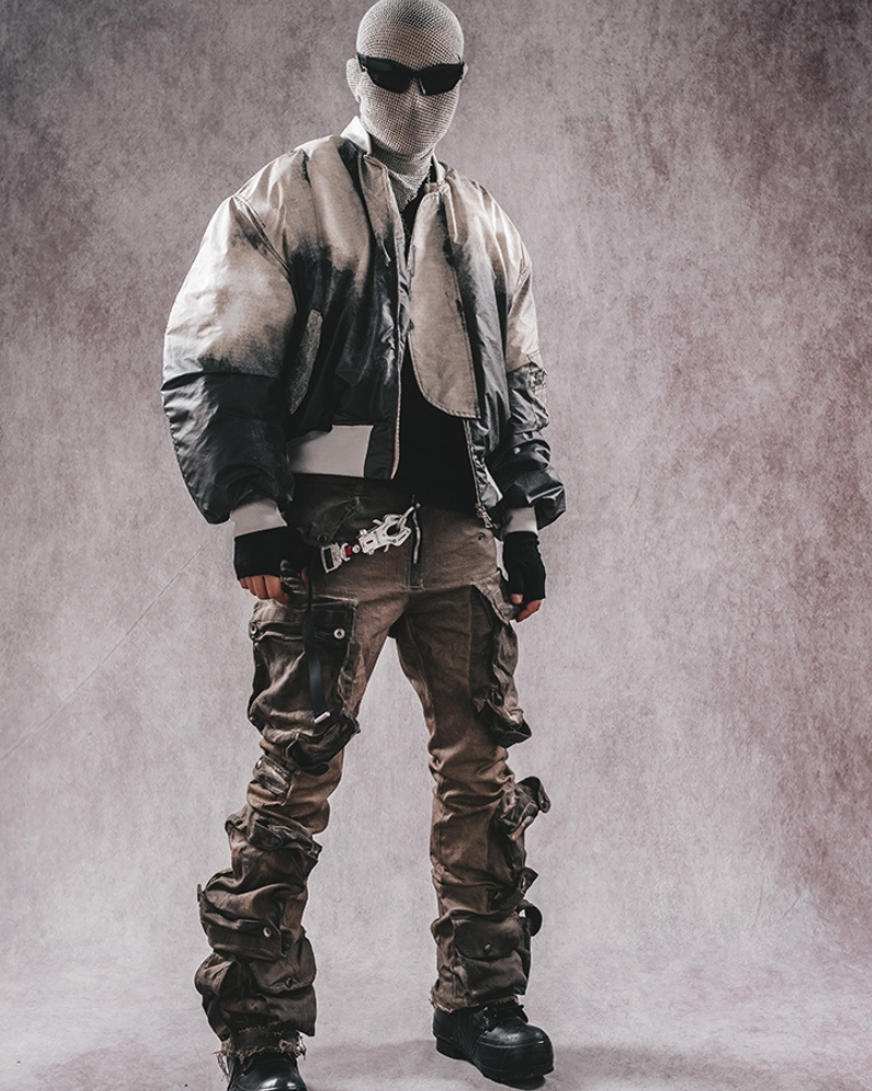 Wasteland Wear Distressed Flared Stretch Cargo Pants