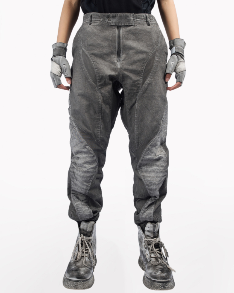 Wasteland Wear Distressed Washed Patchwork Slim Cargo Pants